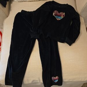 Young Hearts Black Velour Set Size 8